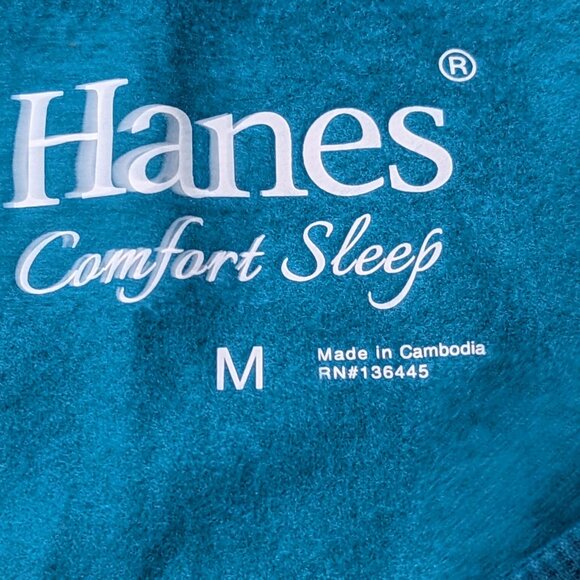 ⚡💤 Hanes Comfort Sleep Long Sleeve Top  Teal  Size M  NWT - Picture 4 of 5